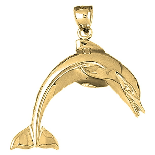 14K Yellow Gold Dolphin Pendant Jewels Obsession Dolphin Charm Pendant 18 mm 